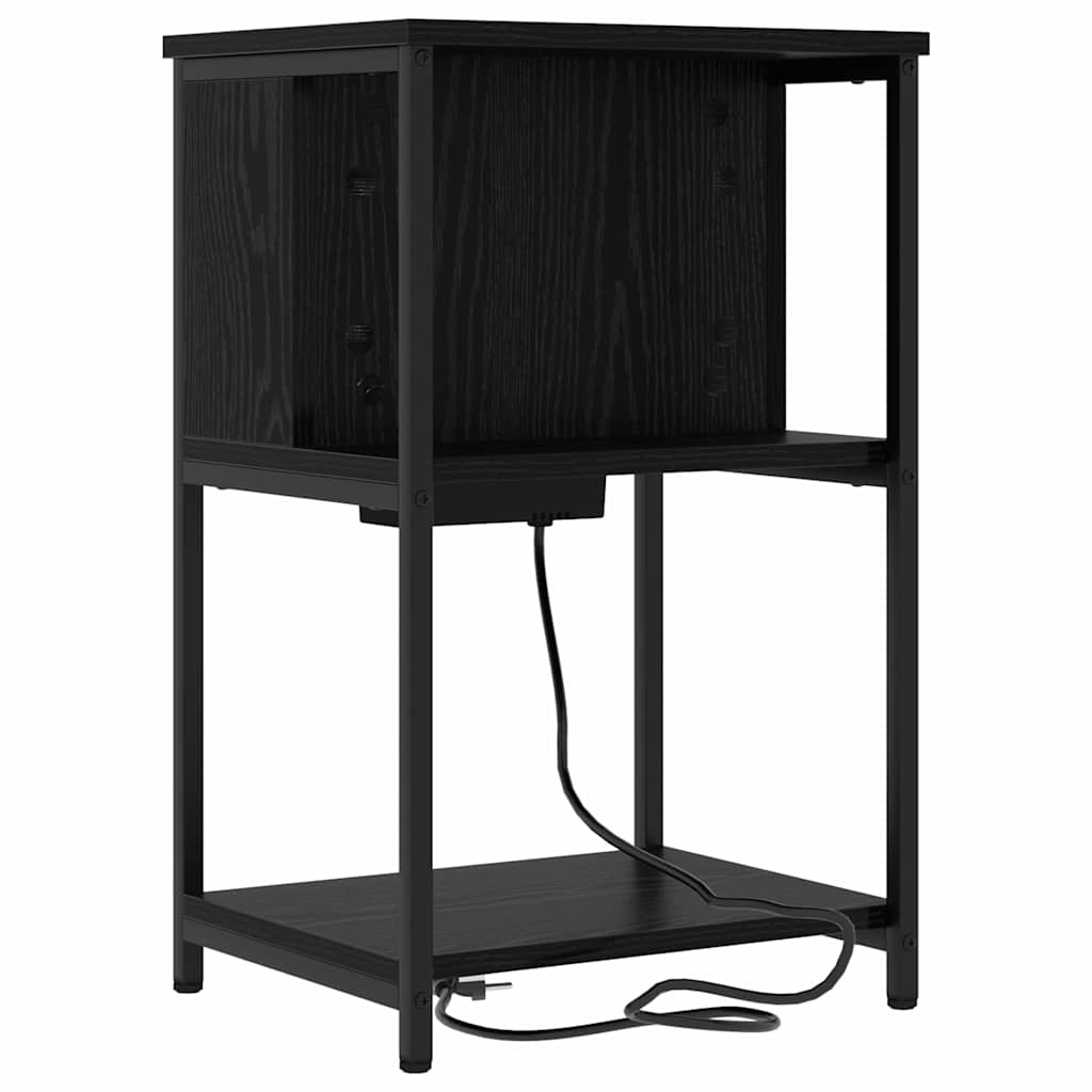 Bedside Cabinet Black oak 38 x 31 x 61 cm Engineered wood